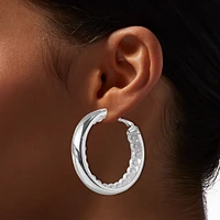 Silver-tone Pearl Inner Hoop Earrings