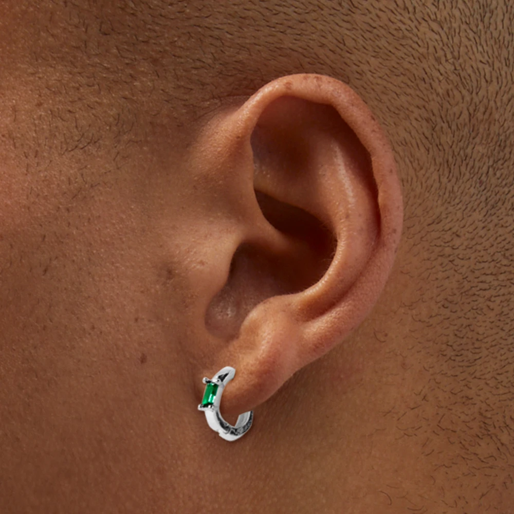 Emerald Green Cubic Zirconia 10mm Hoop Earrings