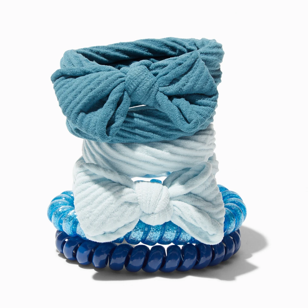 Blue Bow Mixed Hair Ties - 6 Pack