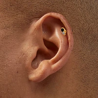 Gold-tone Stainless Steel Black Cubic Zirconia 18G Stud Threadless Cartilage Earrings - 5 Pack