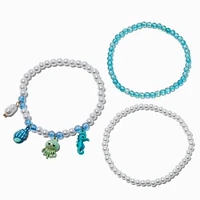 Claire's Club Sea Life Pearl Stretch Anklets - 3 Pack