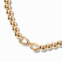 Infinity Charm Gold-tone Shot Bead Stretch Bracelet