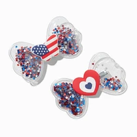 Stars & Stripes Butterfly & Heart Shaker Hair Bow Clips - 2 Pack