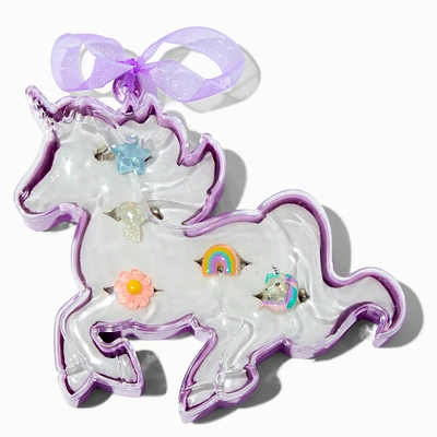 Claire's Club Lilac Unicorn Box Rings - 5 Pack