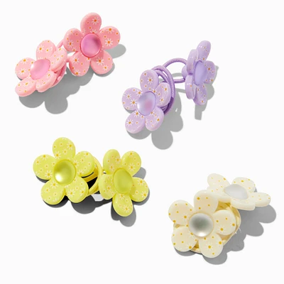 Claire's Club Flower Print Charm Hair Ties - 4 Pack