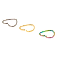 Titanium 16G Mixed Anodized Heart Cartilage Hoop Earrings - 3 Pack