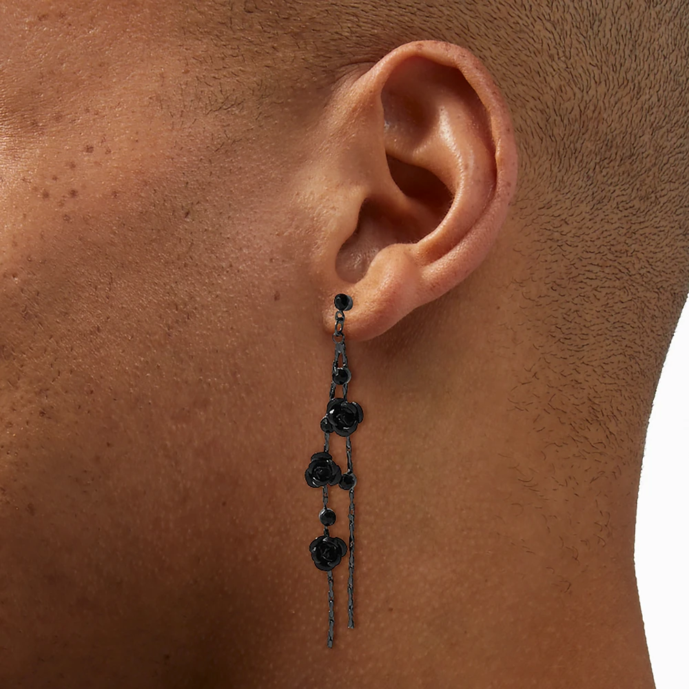 Black Rose Vines 3" Drop Earrings