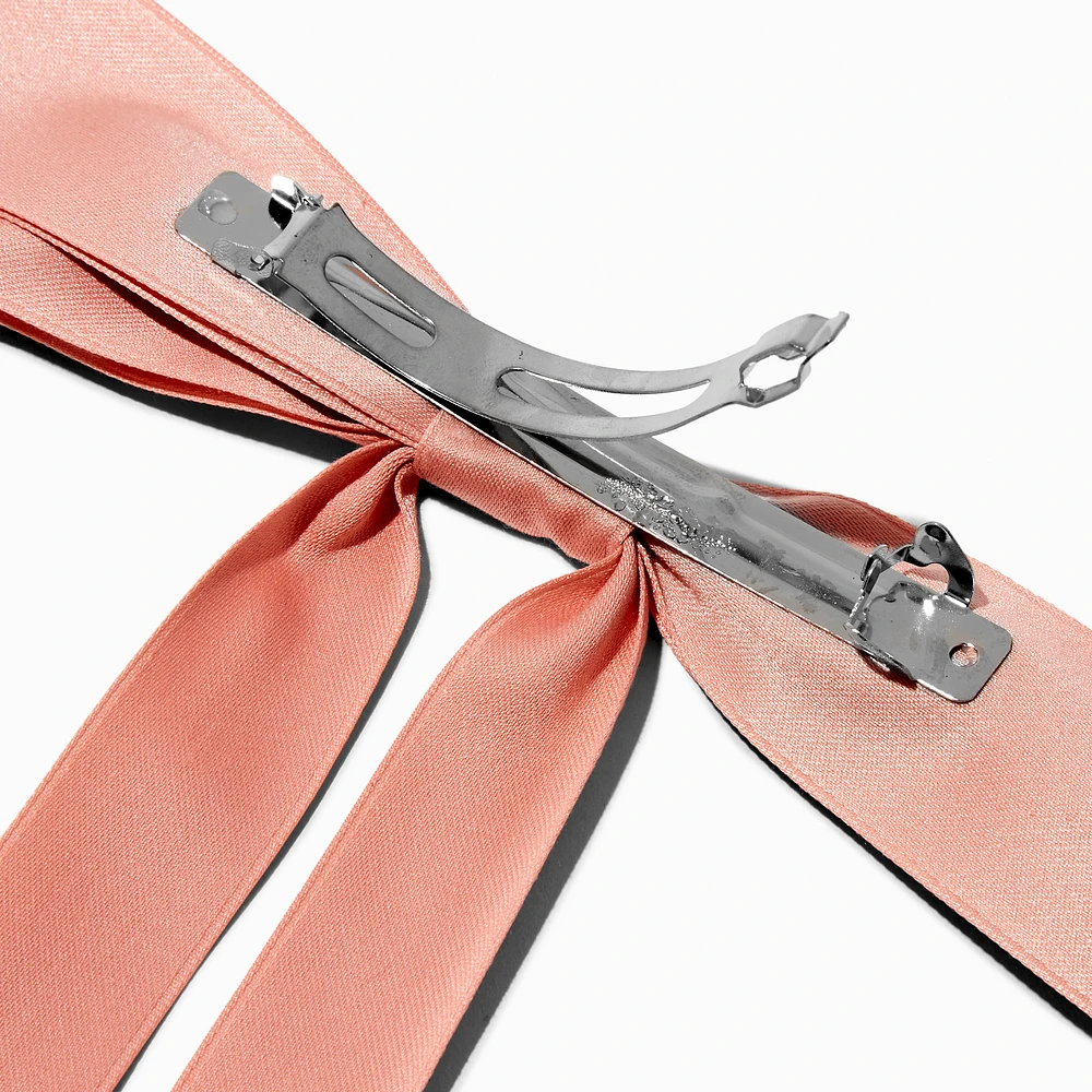 Blush Pink Extra Long Hair Bow Clip