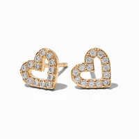 C LUXE by Claire's 18kt Gold Plated Cubic Zirconia Pavé Open Heart Stud Earrings