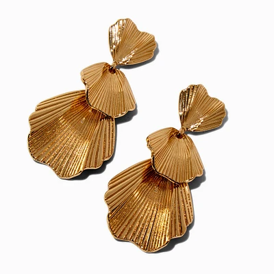 Gold-tone Flower Petal Drop Earrings