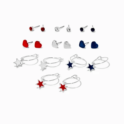 Stars & Stripes Patriotic Earring Set - 9 Pack
