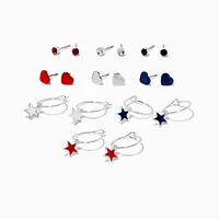 Stars & Stripes Patriotic Earring Set - 9 Pack