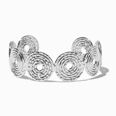 Silver-tone Swirl Disc Cuff Bracelet