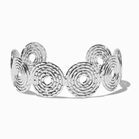 Silver-tone Swirl Disc Cuff Bracelet