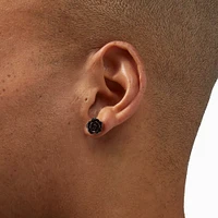 Black Carved Rose Stud Earrings