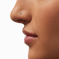 20G Silver-tone Stainless Steel Cubic Zirconia Threadless Nose Stud