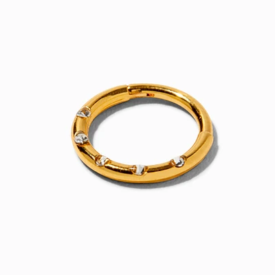 18G 18kt Gold Plated Titanium Crystal Hoop Nose Ring