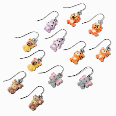 Fuzzy Animal Drop Earrings - 6 Pack