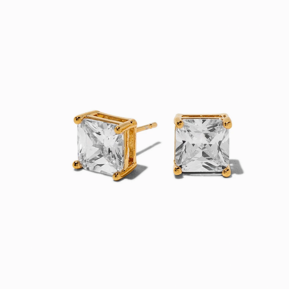 C LUXE by Claire's 18kt Gold Plated Cubic Zirconia 8mm Square Stud Earrings