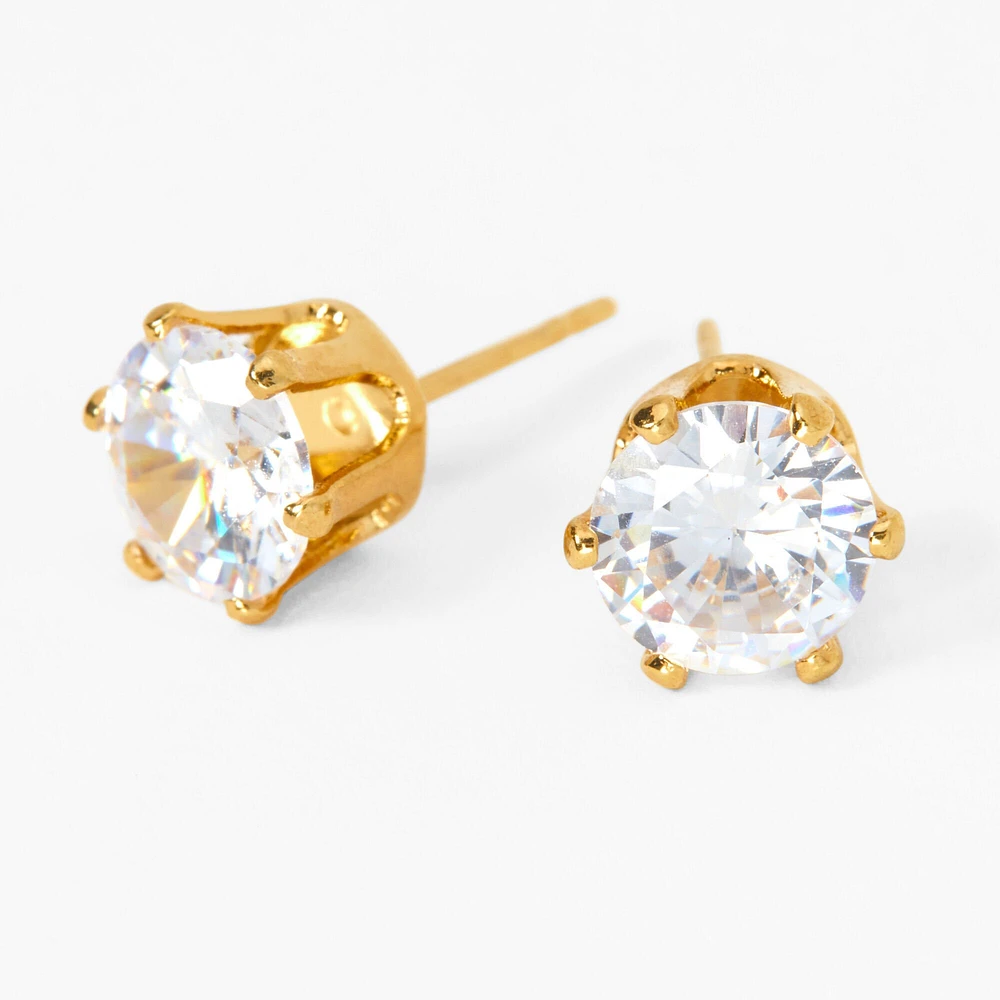 C LUXE by Claire's 18kt Gold Plated Cubic Zirconia 7mm Round Stud Earrings