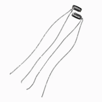 Silver Rhinestone Faux Hair Clip In Extensions - 2 Pack