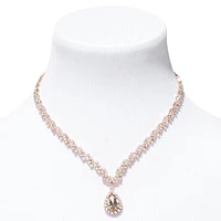 Rose Gold Crystal Teardrop V-Neck Jewelry Set - 2 Pack