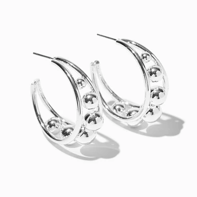 Silver-tone 30mm Ball Hoop Earrings