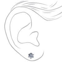 Silver-tone Cubic Zirconia 5mm Round Cupcake Stud Earrings
