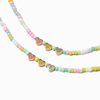 Best Friends Seed Bead  Gold-tone Heart Charm Necklaces - 2 Pack