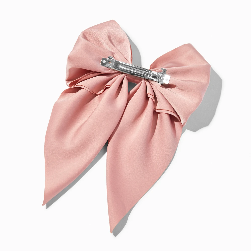 Blush Pink Satin Hair Bow Clip