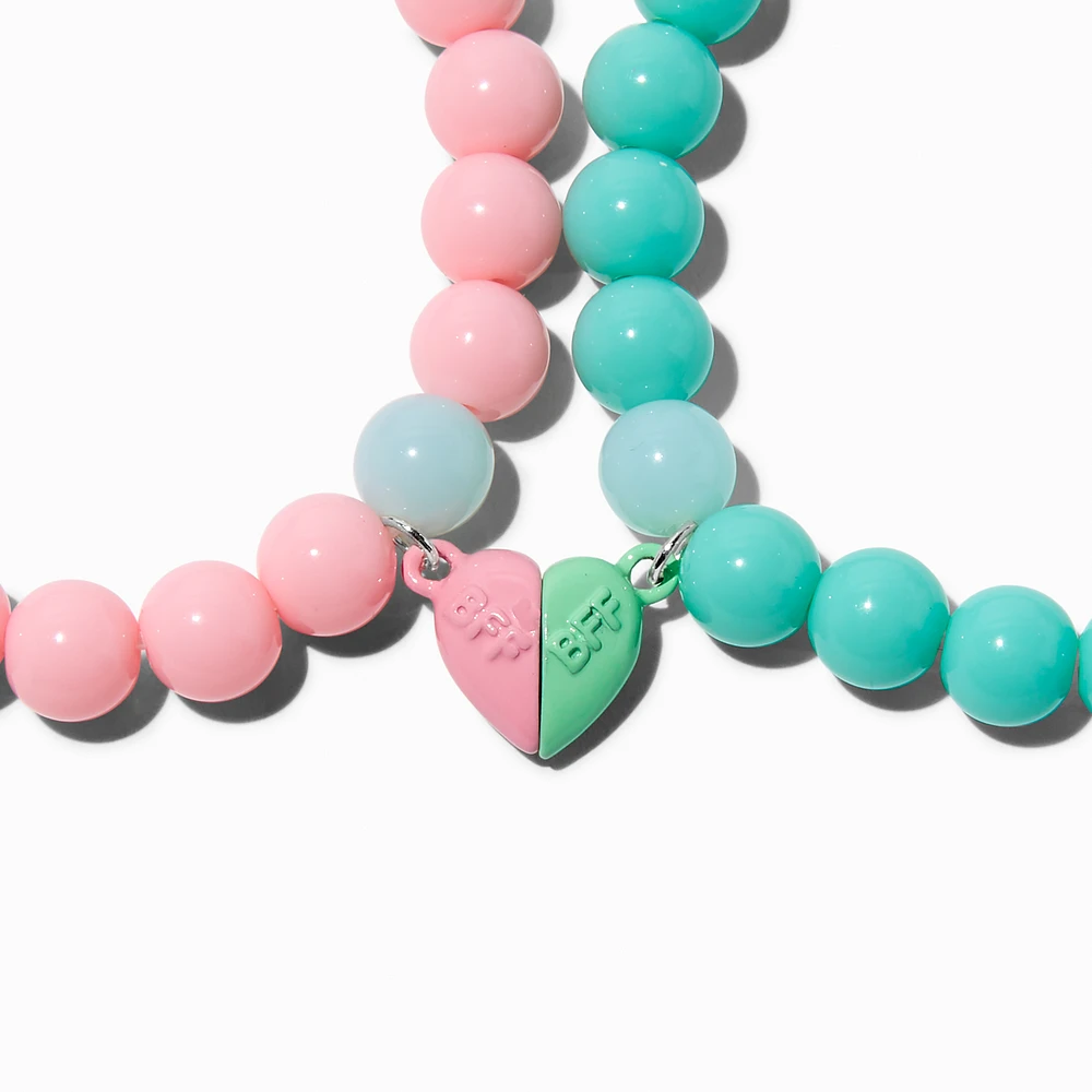 Best Friends Split Heart Beaded Bracelets - 2 Pack