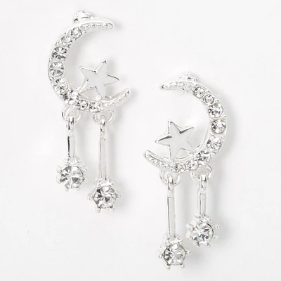 Silver-tone Celestial 1" Drop Earrings