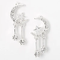 Silver-tone Celestial 1" Drop Earrings