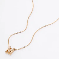 Gold Mini Pearl Initial Pendant Necklace