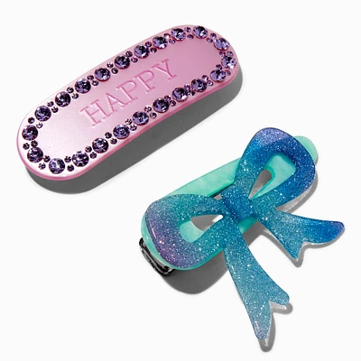 T H E M E x Claire's Happy Bow Hair Clips - 2 Pack