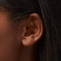 Gold-tone Stainless Steel 16G Blue Butterfly & Flower Cartilage Earrings - 3 Pack
