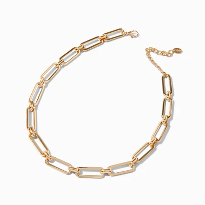 Gold-tone Rectangular Link Chain Necklace 