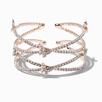 Rhinestone Butterfly Rose Gold-tone Criss Cross Cuff Bracelet