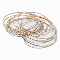 Gold-tone Textured Bangle Bracelets - 10 Pack