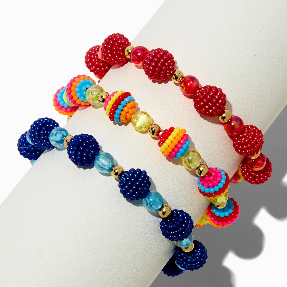 Claire's Club Textured Beaded Stretch Bracelets - 3 Pack