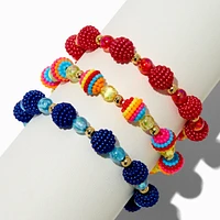Claire's Club Textured Beaded Stretch Bracelets - 3 Pack