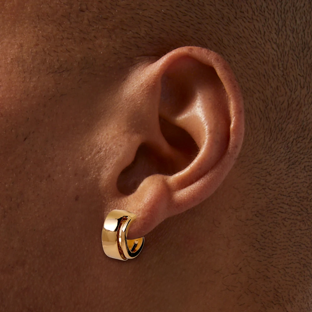 Gold-tone 10mm Wide Hoop Earrings