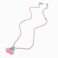 Textured Cherry Pink Beaded Pendant Necklace