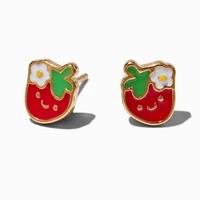C LUXE by Claire's 18kt Gold Plated Enamel Strawberry Stud Earrings