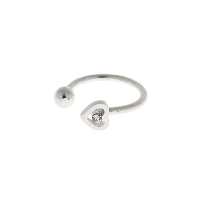 Silver-tone Stainless Steel Heart Outline Faux Nose Ring