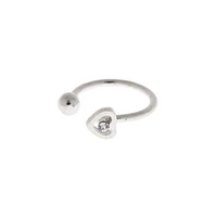 Silver-tone Stainless Steel Heart Outline Faux Nose Ring