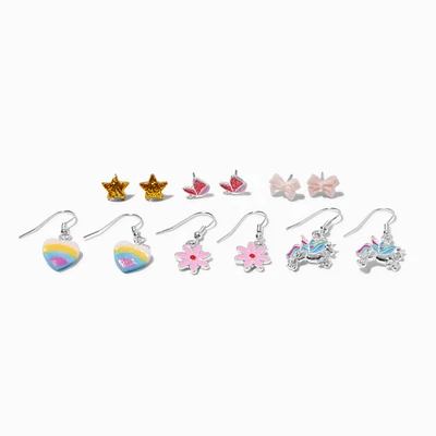 Mixed Pastel Butterfly Studs & Drop Earrings Set - 6 Pack