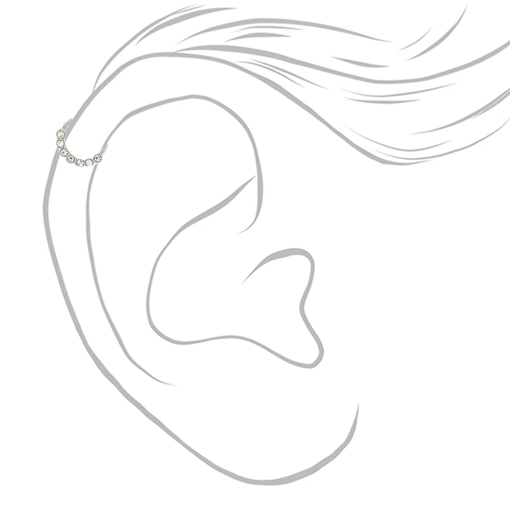 Silver-tone Crystal Pearl Faux Cartilage Earrings - 3 Pack