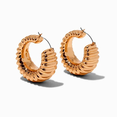Gold-tone Treaded Hoop Earrings 
