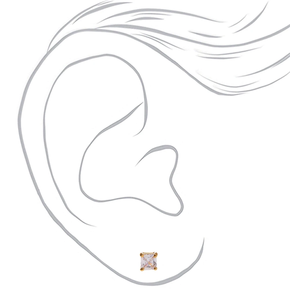 C LUXE by Claire's 18kt Gold Plated Cubic Zirconia 5mm Square Stud Earrings